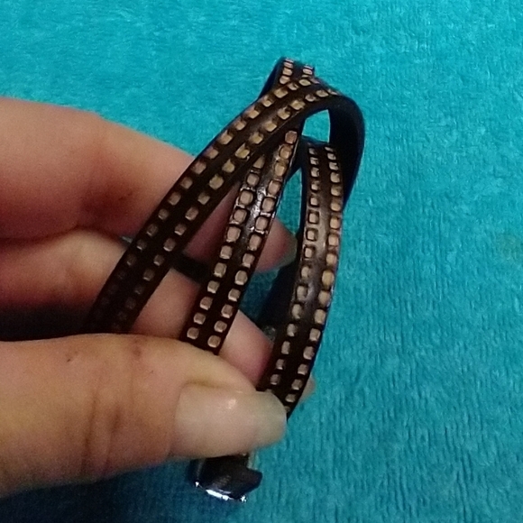 Brown Faux Leather Wrap Buckle Bracelet - Picture 1 of 4